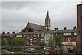 SJ9856 : King Street houses and St Mary's Roman Catholic Church by Alan Murray-Rust