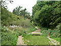 TQ0349 : Barrier on bridleway, Albury Downs by Robin Webster