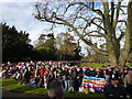 TF6928 : Crowd outside Sandringham Church - Christmas Day 2011 by Richard Humphrey