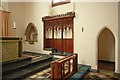 TQ4487 : St Margaret of Antioch, Balfour Road, Ilford - Piscina & sedilia by John Salmon