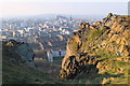 NT2673 : Edinburgh Castle from the top of Cat Nick gully, Salisbury Crags by Jim Barton