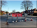 SJ8192 : Road closure signs on Hardy Lane, Chorlton by Phil Champion