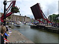 TQ3380 : Road bridge open in St Katharine Docks by Richard Humphrey