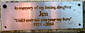 SD3984 : Memorial plaque to 'Jen', summit of Newton Fell by Karl and Ali