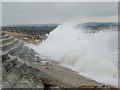 SZ2991 : Milford on Sea: a big wave hits the sea defences by Chris Downer