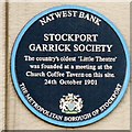 SJ8990 : Stockport Garrick Society plaque by Gerald England