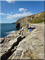 SY9976 : Climbers at Dancing Ledge by Phil Champion