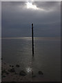 SD4575 : Old iron mooring post near The Cove, Silverdale by Karl and Ali