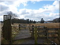 NS4355 : Rural East Renfrewshire : Gates On The Castburn Path, Uplawmoor by Richard West