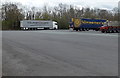 ST8878 : SE corner of the lorry park at Leigh Delamere services (westbound) by Jaggery