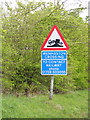 TM3976 : Wenhaston Crossing sign by Geographer