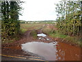 ST6378 : Large muddy puddle at a field entrance, Frenchay by Jaggery