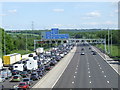 TQ5494 : M25 traffic queue near Harold Hill  by Malc McDonald