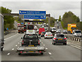 SJ7467 : Sign Gantry at Junction 18, Southbound M6 by David Dixon