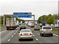 SJ7465 : Sign Gantry over Northbound M6 near Sproston Green by David Dixon