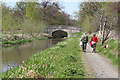 NT1570 : Walkers at Gogar Moor Bridge by Anne Burgess