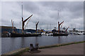 TM1643 : Thames barges, Ipswich Wet Dock by Ian Taylor