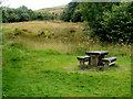 SN9722 : Picnic table near a parking area alongside the A470 in the Brecon Beacons by Jaggery