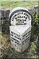 SD9652 : Milestone and hedgehog beside the A65 at Thorlby by Roger Templeman