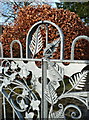 SE0321 : Tree frog on metal gate at Lumb Fold by Humphrey Bolton