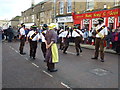 TL2697 : Seven Champions Molly Dancers in Market Street - Whittlesea Straw Bear Festival 2014 by Richard Humphrey