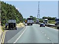 SP6978 : Eastbound A14, Refuge Area and Communications Mast near Naseby by David Dixon