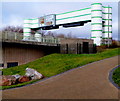 ST1874 : Distinctive gantry over the A4232, Cardiff Bay  by Jaggery