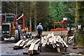 NS0373 : Sawmill work, forest above Rhubodach by Jim Barton