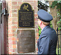 SP9211 : Admiring the First World War Plaque at the Tring Memorial Garden by Chris Reynolds