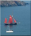 SX8949 : Pilgrim and a yacht off Dartmouth by Derek Harper