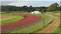 SU4116 : Northern end of the running track, Southampton Sports Centre by David Martin