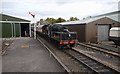 NH8912 : Steam train passing the Strathspey Railway sheds by Craig Wallace