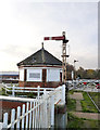 TF3243 : Signal and signal cabin at Boston swing bridge by Alan Murray-Rust