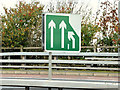 J3776 : "Merging lanes" sign, Sydenham bypass, Belfast (November 2014) by Albert Bridge