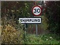 TM1683 : Shimpling Village name sign on Dickleburgh Road by Geographer