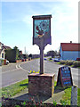 TM1274 : Yaxley village sign and Old Norwich Road by Adrian S Pye