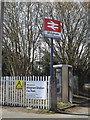 SU5766 : Midgham Railway Station sign by Geographer