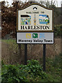 TM2382 : Harleston Town Name sign on Needham Road by Geographer