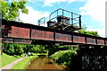 SO1419 : Metal girder pipe bridge over the canal in Llangynidr by Jaggery