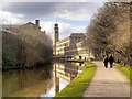 SE1438 : Canal Towpath approaching Saltaire Mills by David Dixon