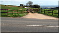 SO6613 : Wooden fence and field gate near Littledean by Jaggery