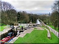 SE1039 : Leeds and Liverpool Canal; Looking Down the Staircase Locks at Bingley by David Dixon