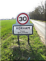 TM2172 : Horham Village Name sign on the B1117 Stradbroke Road by Geographer