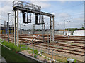 TQ2282 : Gantry in Old Oak Common Sidings by David Hawgood