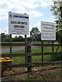 TM1181 : Diss Sports Ground & Merryfields Playschool signs by Geographer