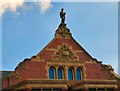 SJ9594 : Hyde Library: Right pediment detail by Gerald England