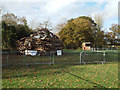 SP0776 : The bonfire is ready for tonight, Wythall Park, Silver Street, Wythall by Robin Stott