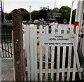 SW8144 : Ordnance Survey grid reference on Truro Level Crossing gate by Jaggery