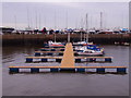 NO4529 : Yacht moorings, Tayport harbour by Stanley Howe