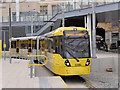 SJ8499 : Tram Approaching Platform D, Manchester Victoria Station by David Dixon